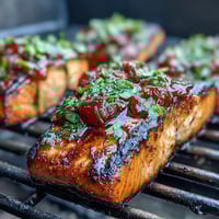 Grilled salmon with strawberry salsa, a fresh and vibrant dish perfect for spring dinners.